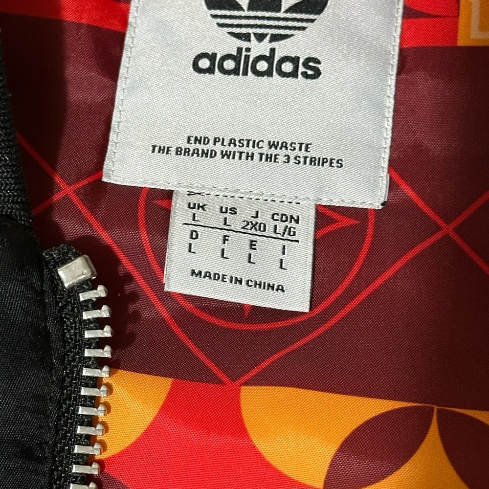 adidas Jacket with Red and Orange Graphic Lining